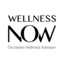 Schriftzug WELLNESS NOW mit dem Untertitel Die besten Wellness Adressen auf weißem Hintergrund