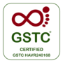 Marchio di certificazione GSTC con simbolo rosso dell’infinito e bordo verde